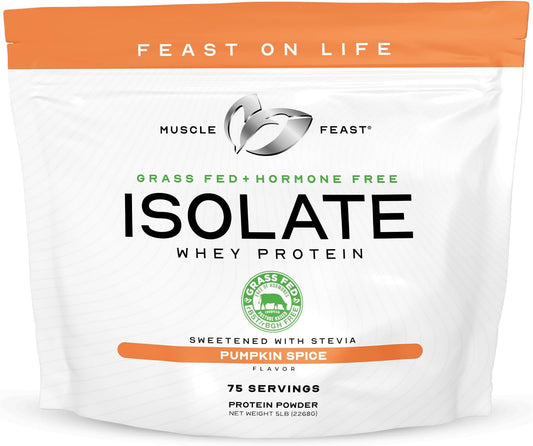 5lb Grass-Fed Whey Protein Isolate Pumpkin Spice - All Natural, Hormone-Free, Pasture Raised by Muscle Feast