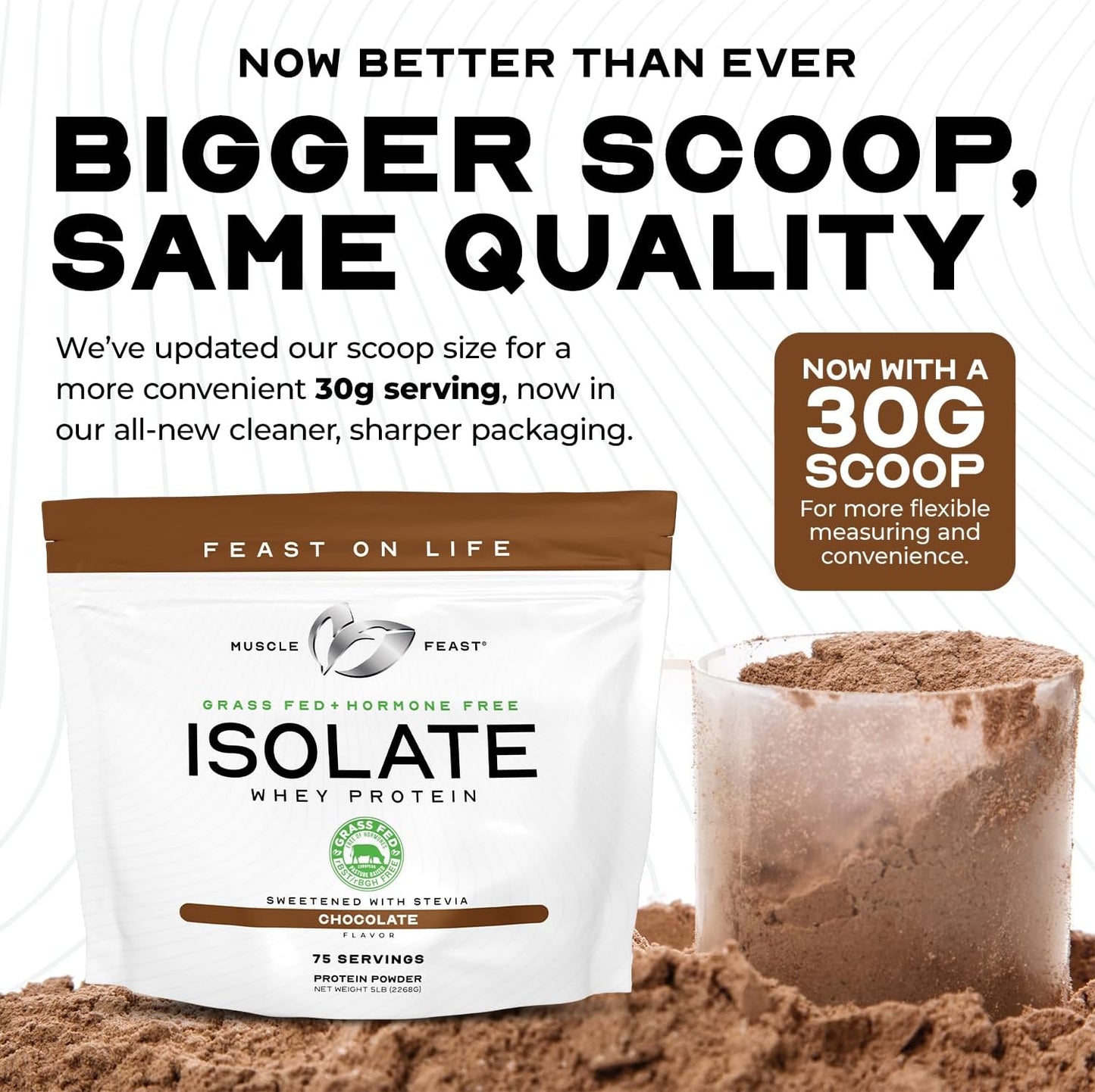 5lb Muscle Feast Grass-Fed Whey Protein Isolate, Vanilla Flavor, Hormone-Free & All-Natural