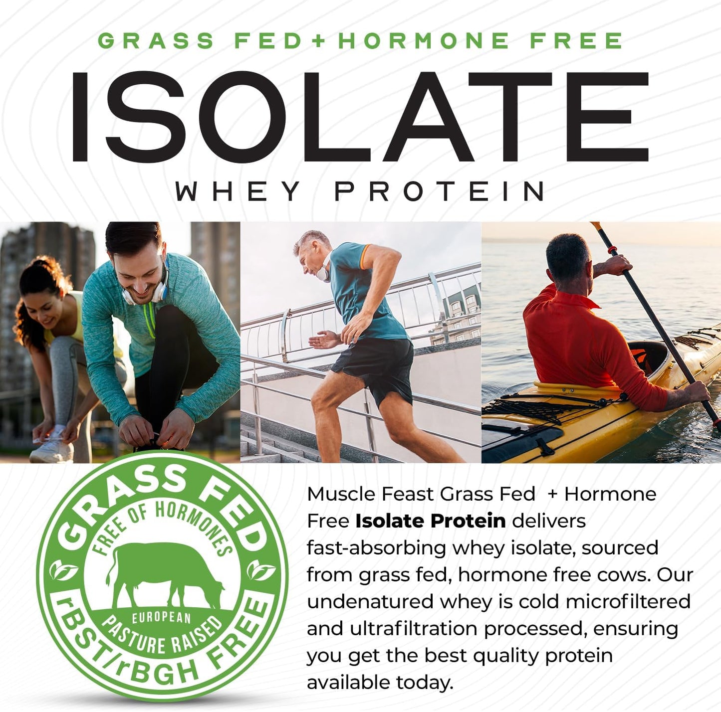 5lb Muscle Feast Grass-Fed Whey Protein Isolate, Vanilla Flavor, Hormone-Free & All-Natural