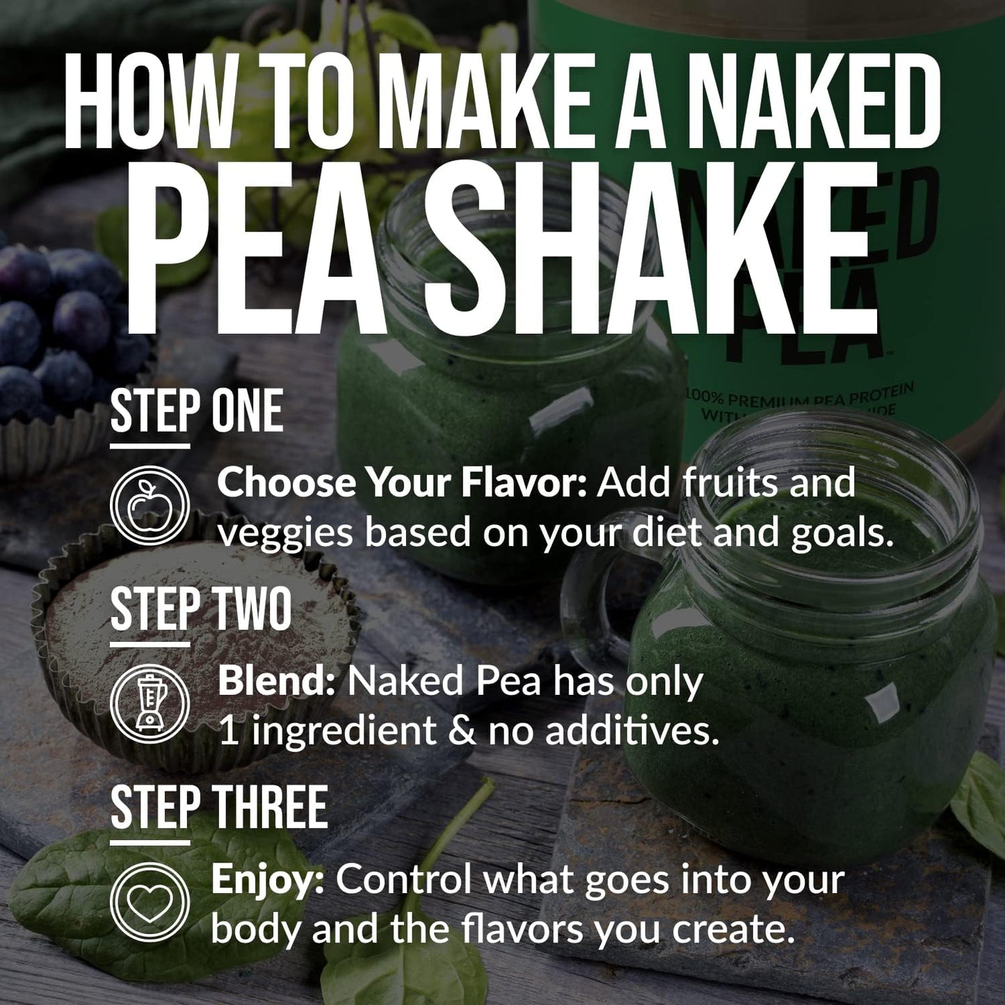 5LB Naked Pea Protein Powder - 100% Vegan Pea Protein Isolate from North American Farms - Unflavored Plant Protein Powder - Easy to Digest - 76 Servings