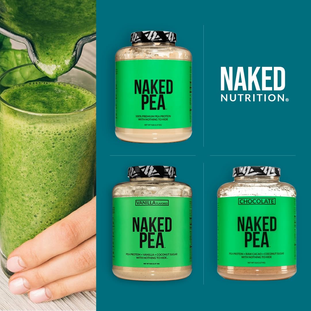 5LB Naked Pea Protein Powder - 100% Vegan Pea Protein Isolate from North American Farms - Unflavored Plant Protein Powder - Easy to Digest - 76 Servings