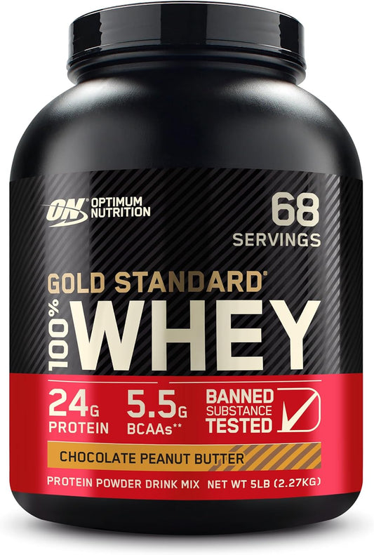 5lb Optimum Nutrition Gold Standard 100% Whey Protein Powder - Chocolate Peanut Butter - Varying Packaging