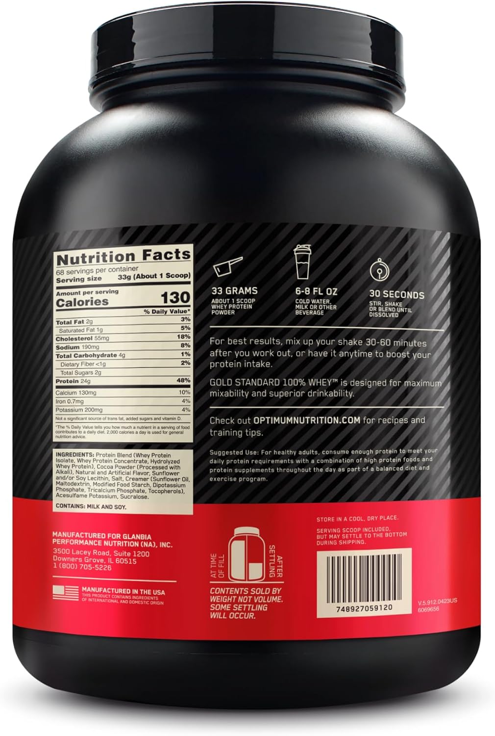 5lb Optimum Nutrition Gold Standard 100% Whey Protein Powder - Chocolate Peanut Butter - Varying Packaging