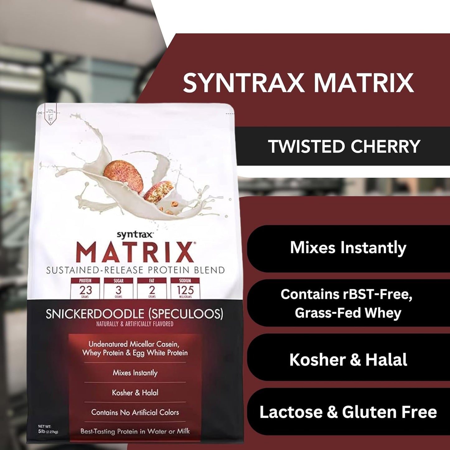 5lb Snickerdoodle Protein Powder Bundle: Syntrax Matrix Casein & Whey Protein with Worldwide Nutrition Keychain