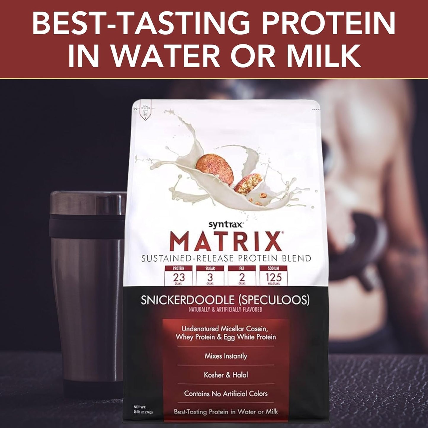 5lb Snickerdoodle Protein Powder Bundle: Syntrax Matrix Casein & Whey Protein with Worldwide Nutrition Keychain