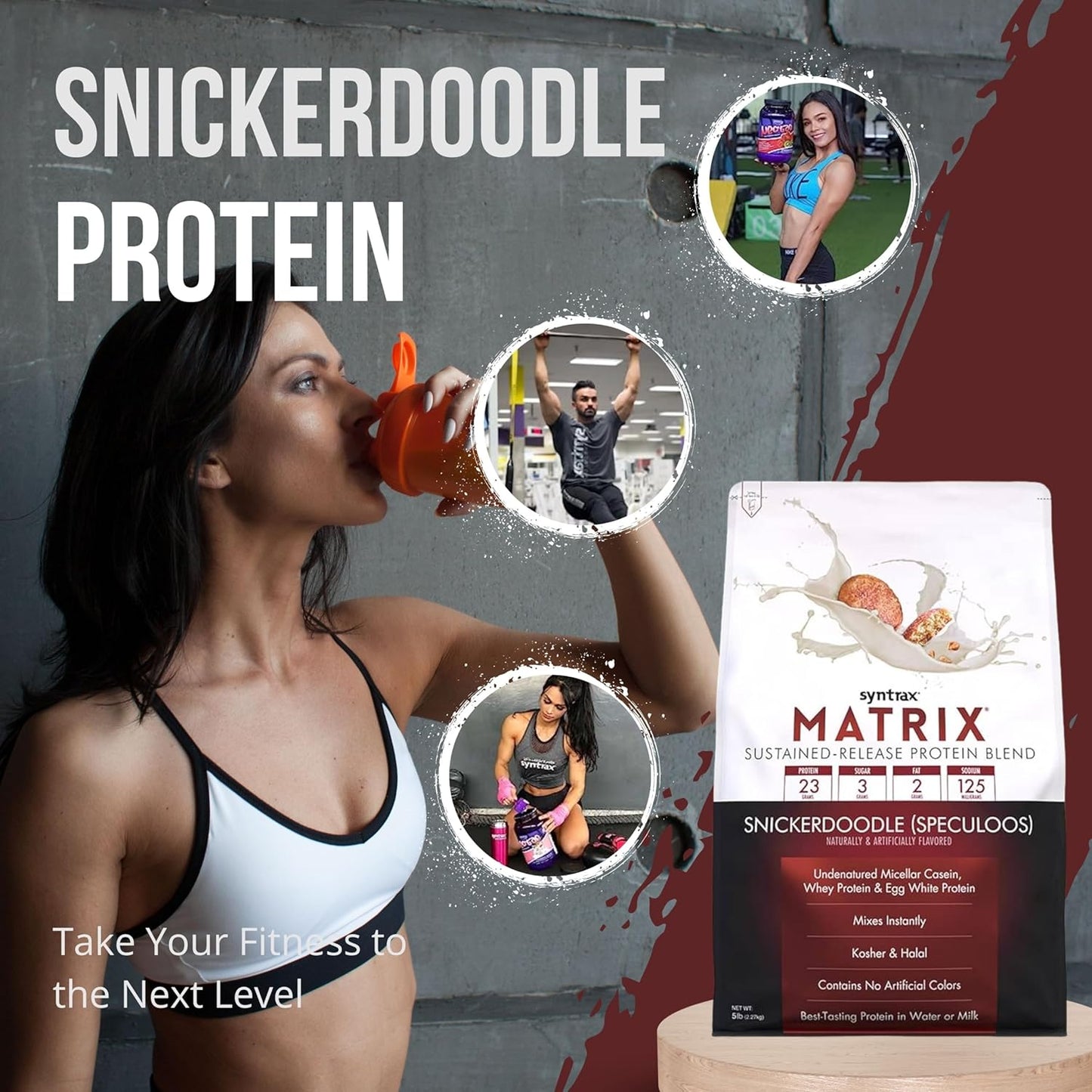 5lb Snickerdoodle Protein Powder Bundle: Syntrax Matrix Casein & Whey Protein with Worldwide Nutrition Keychain