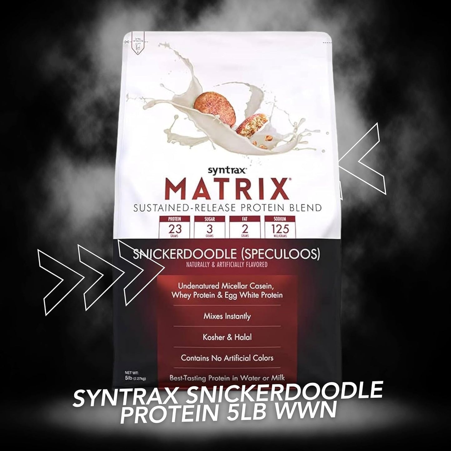 5lb Snickerdoodle Protein Powder Bundle: Syntrax Matrix Casein & Whey Protein with Worldwide Nutrition Keychain