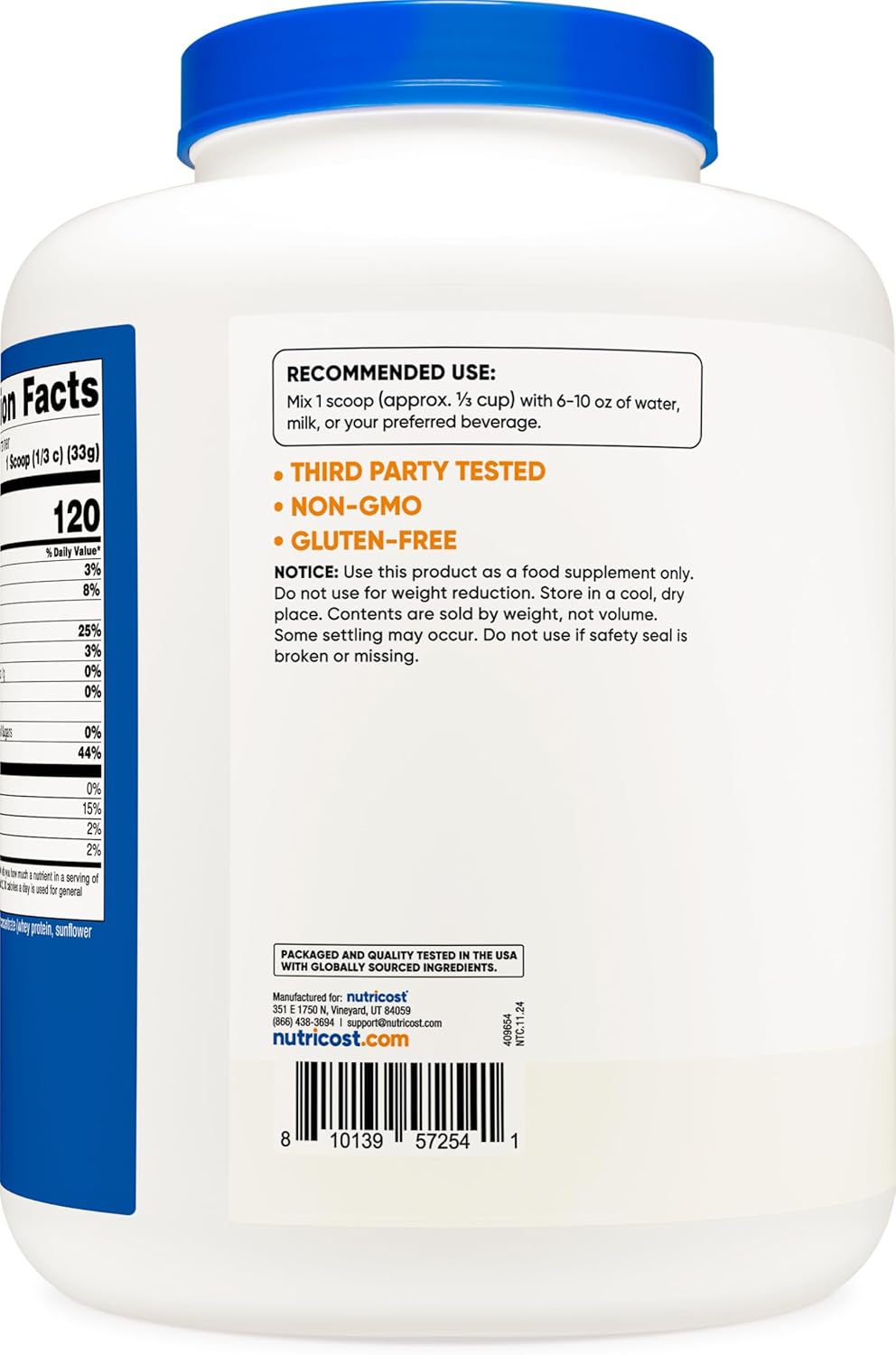 5lb Unflavored Whey Protein Powder by Nutricost - Made with Whey Protein Concentrate for Muscle Growth and Recovery
