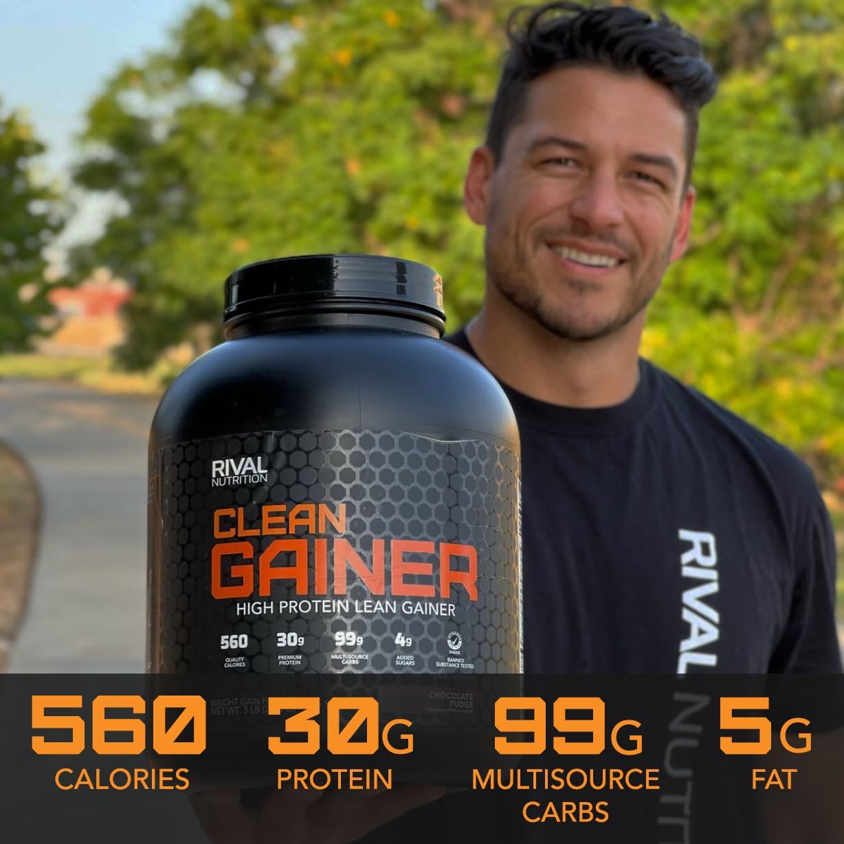 5lbs Rival Nutrition Clean Gainer Cookies & Cream - High-Quality Weight Gain Supplement