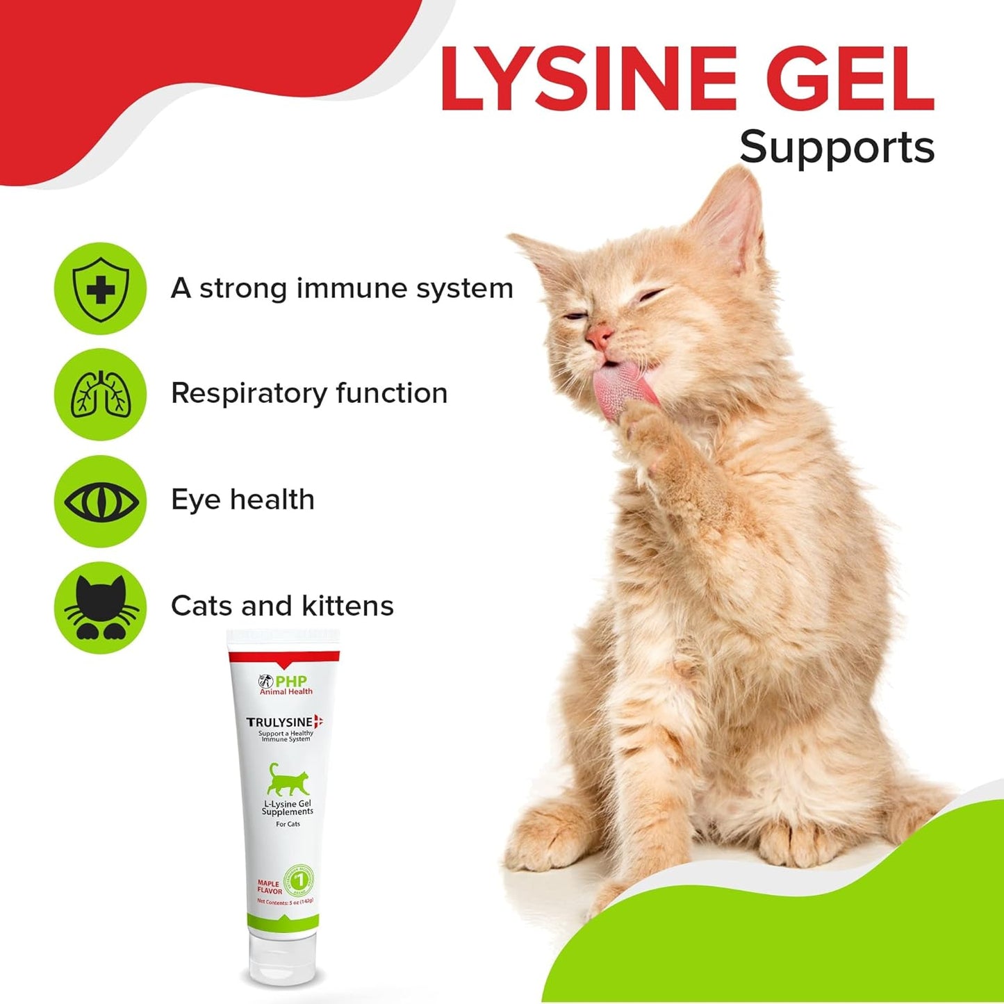 5oz Pet Health Pharma Trulysine Viralysine L-Lysine Gel Supplement for Cats - Boost Immune Health, Reduce Sneezing and Runny Nose - Maple Flavor - All Ages
