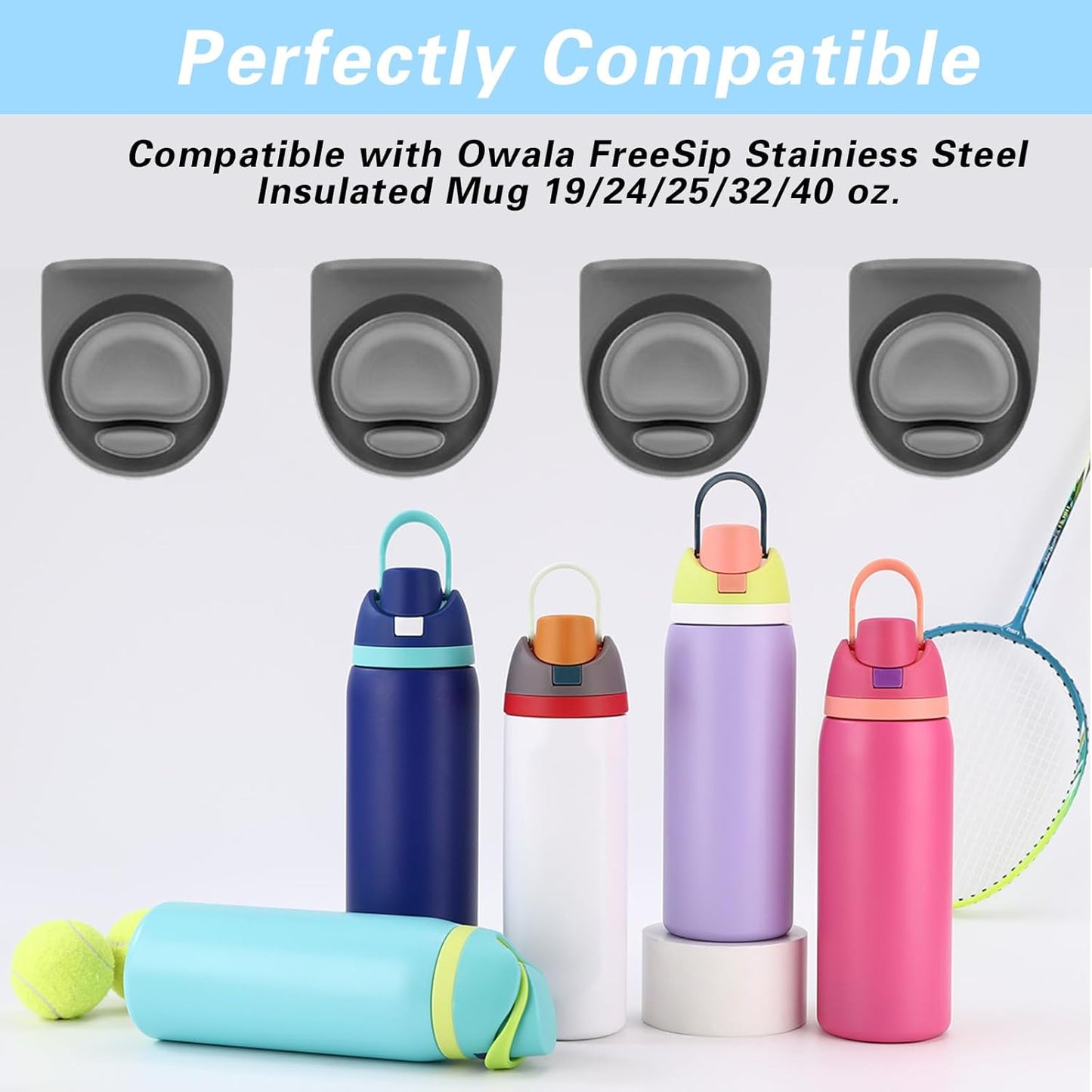5PCS Gray BPA-Free Silicone Replacement Stopper Parts for Owala FreeSip Water Bottles