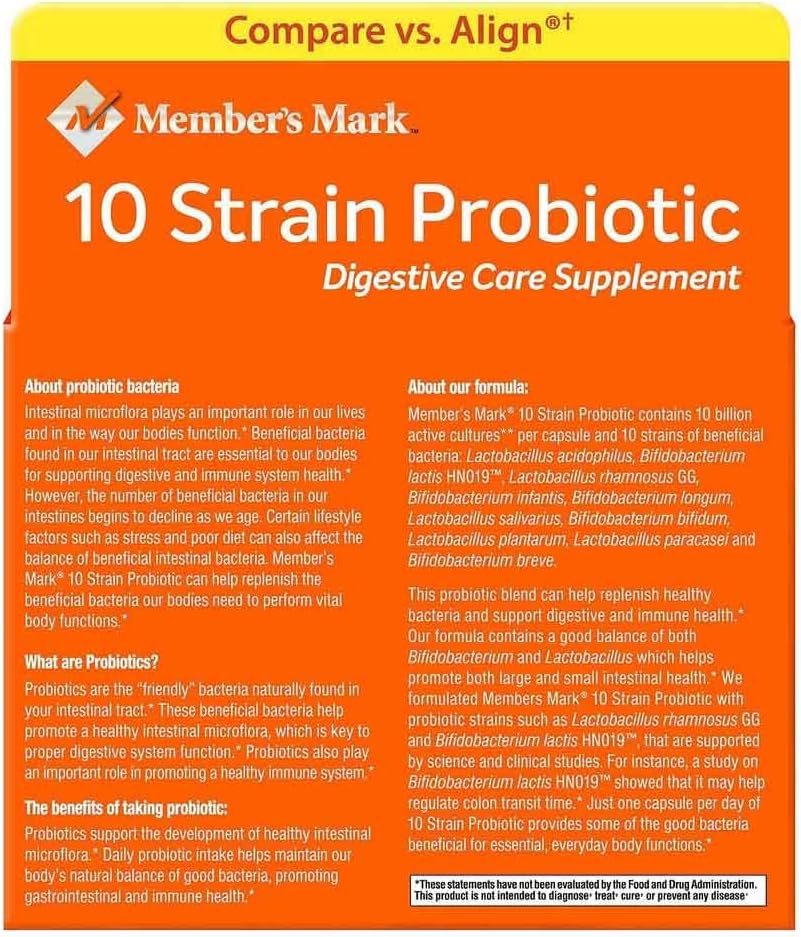 5x Probiotic Digestive Care Supplement - Member's Mark 84ct. Bottle Pack