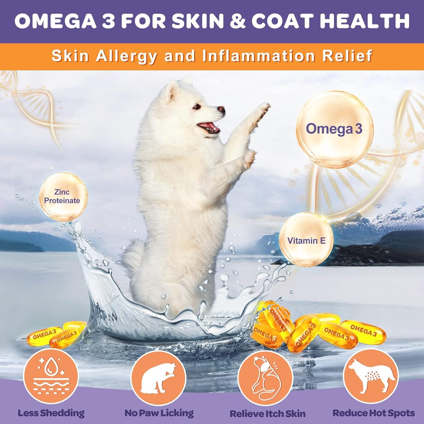 6 Billion CFUs Freeze Dried Dog Probiotics with Prebiotics, Digestive Enzymes, Vitamins, Omega 3 for Gut, Skin, & Immune Health, Itch Relief, Reduce Diarrhea & Gas