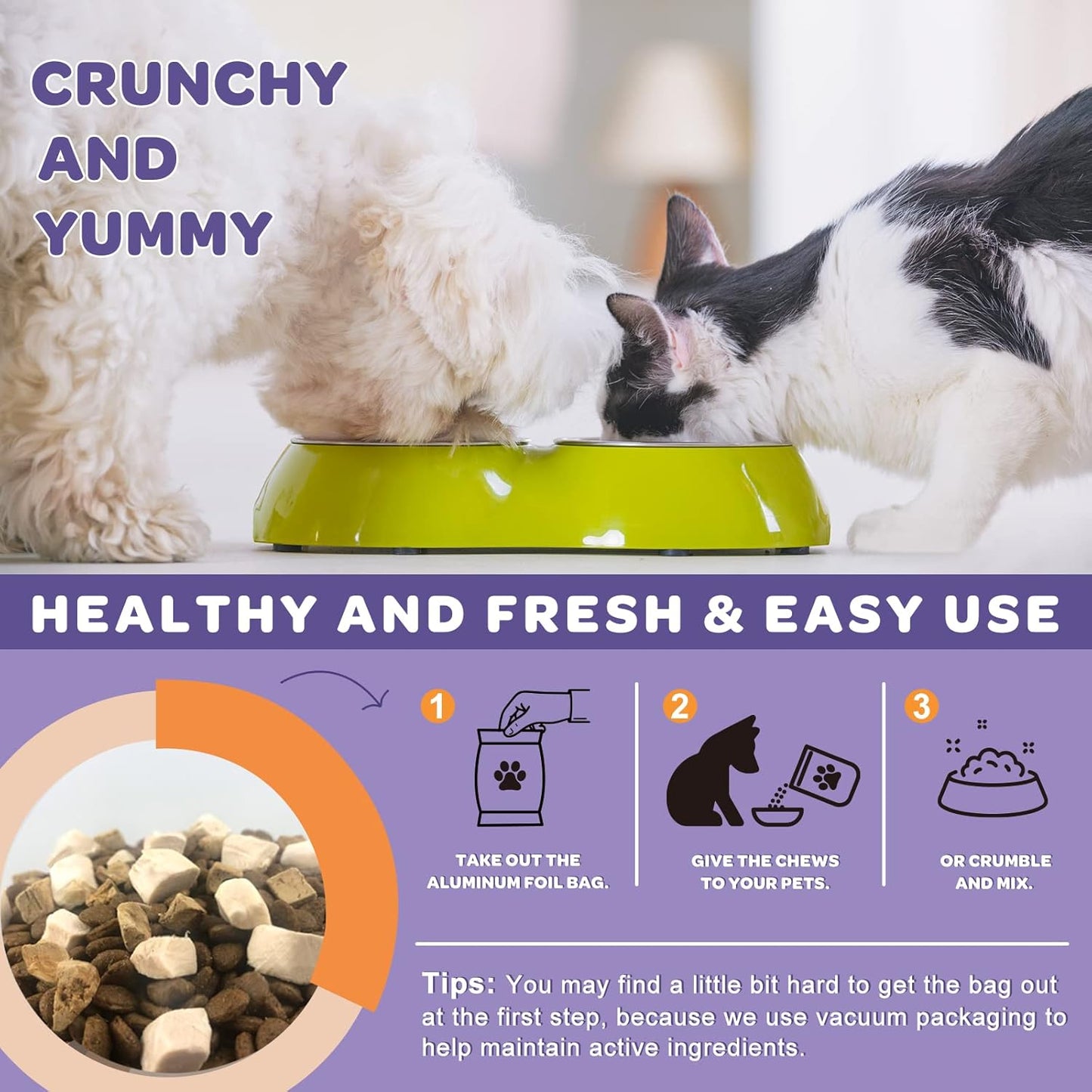 6 Billion CFUs Freeze Dried Dog Probiotics with Prebiotics, Digestive Enzymes, Vitamins, Omega 3 for Gut, Skin, & Immune Health, Itch Relief, Reduce Diarrhea & Gas