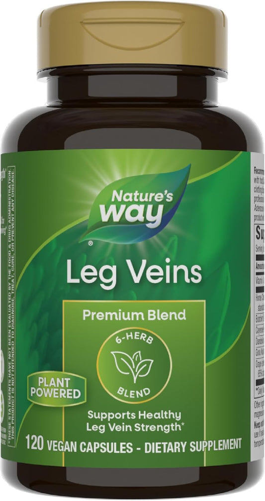 6-Herb Blend Leg Vein Support with Horse Chestnut & Dandelion - 120 Vegan Capsules