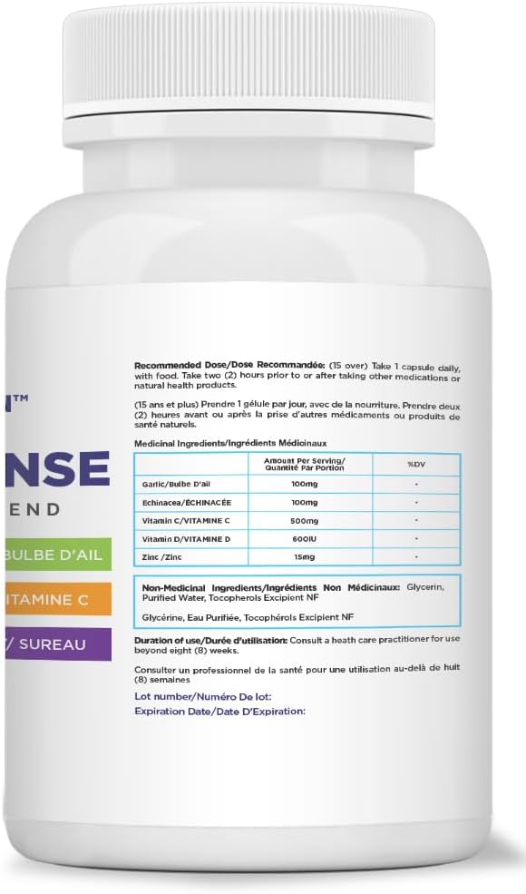 6-in-1 Immune Defense Supplement with Zinc, Vitamin C, Elderberry, Vitamin D, Echinacea, & Garlic - 60 Count