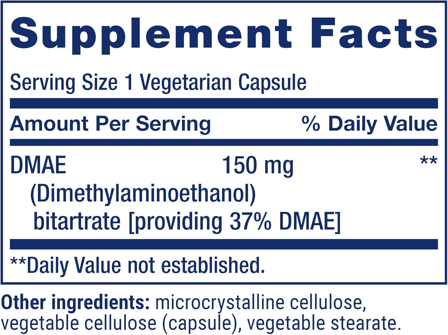 6-Month Supply Life Extension DMAE Bitartrate Capsules, Supports Neurotransmitter Production, Gluten-Free, Non-GMO, Vegetarian - 200 Count