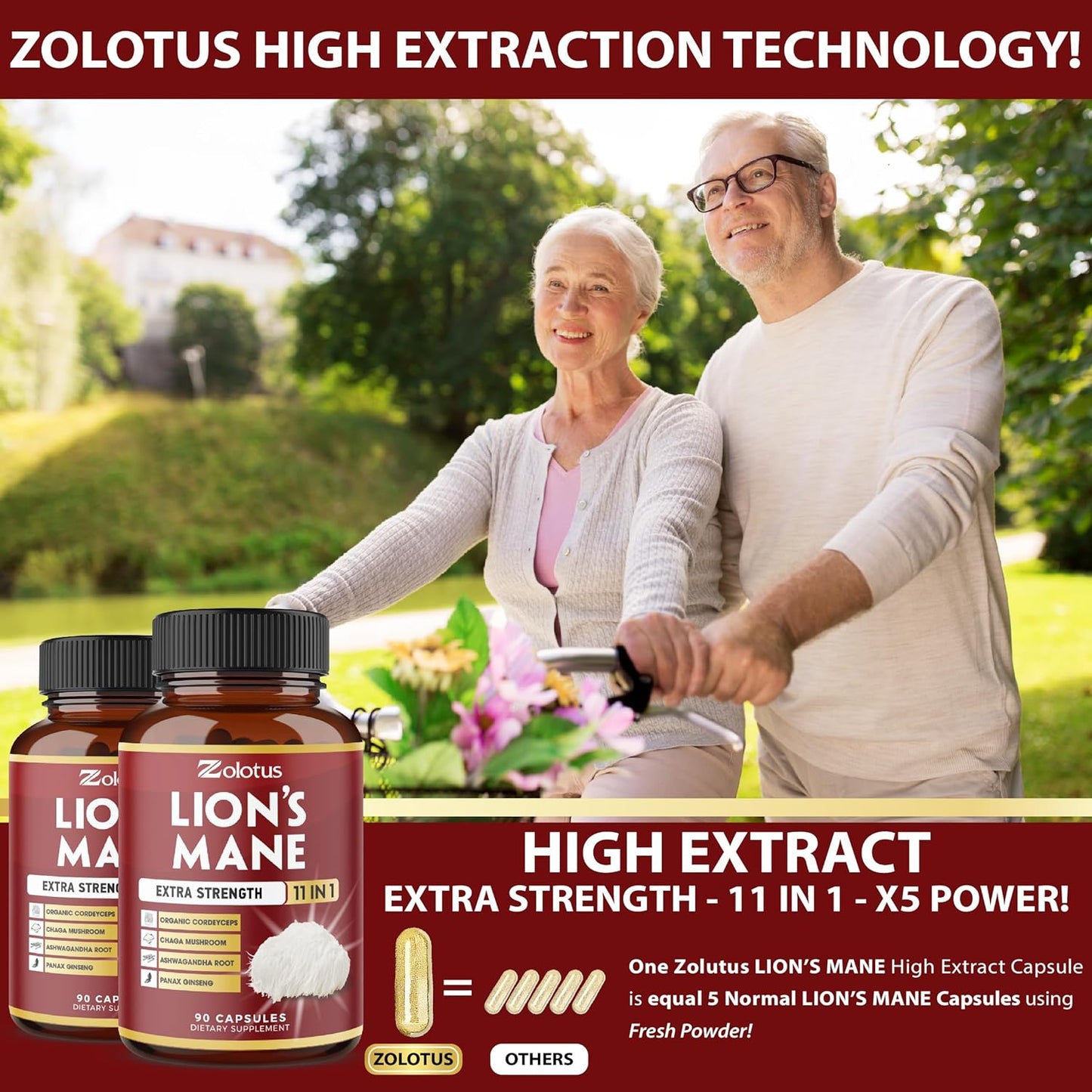 6 Month Supply Lions Mane Mushroom Supplement with Cordeyceps, Reishi, Ashwagandha - Focus, Memory, Brain, Immune, Energy Pills - 180 Capsules