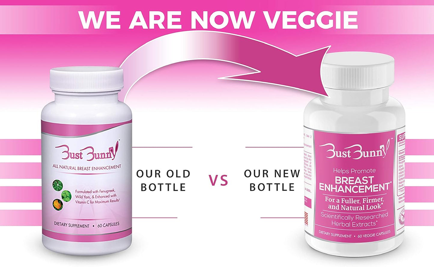 6-Month Supply of Bust Bunny Breast Enhancement Pills - Vegan-Friendly Formula for Natural Breast Enlargement and Increased Bust Size