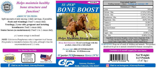 6 Month Supply of SU-PER Bone Boost Horse Minerals for Bone Growth - 12.5 Pounds of Calcium, Phosphorus, and Magnesium Support