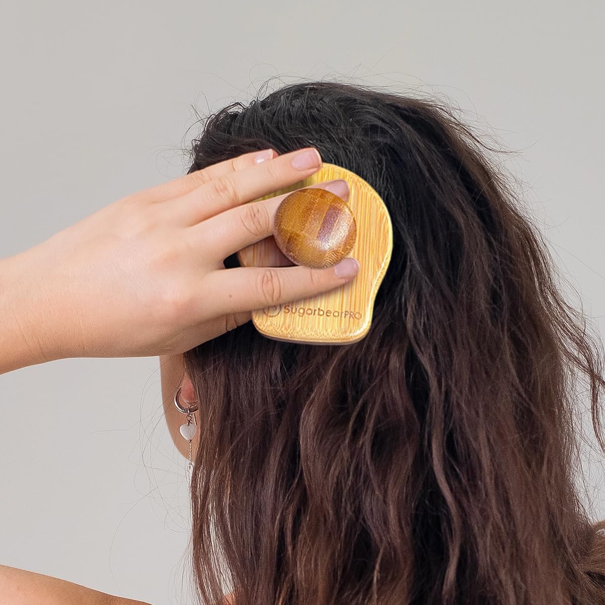 6 Month Supply of SugarbearPro Bamboo Scalp Massager & Scrubber + Vegan Hair Vitamin Gummies with Extra Strength Biotin for Healthy Hair & Scalp Care