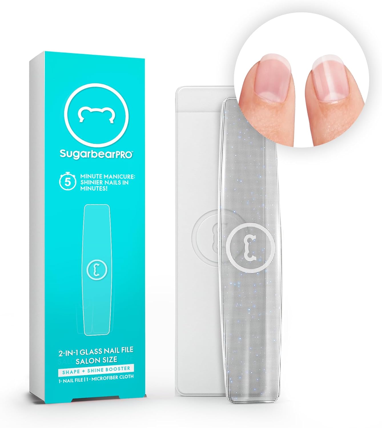 6-Month Supply SugarbearPro Glass Nail File & Buffer + Vegan Hair & Nail Vitamin Gummies - Extra Strength Biotin 6000mcg for Stronger Nails