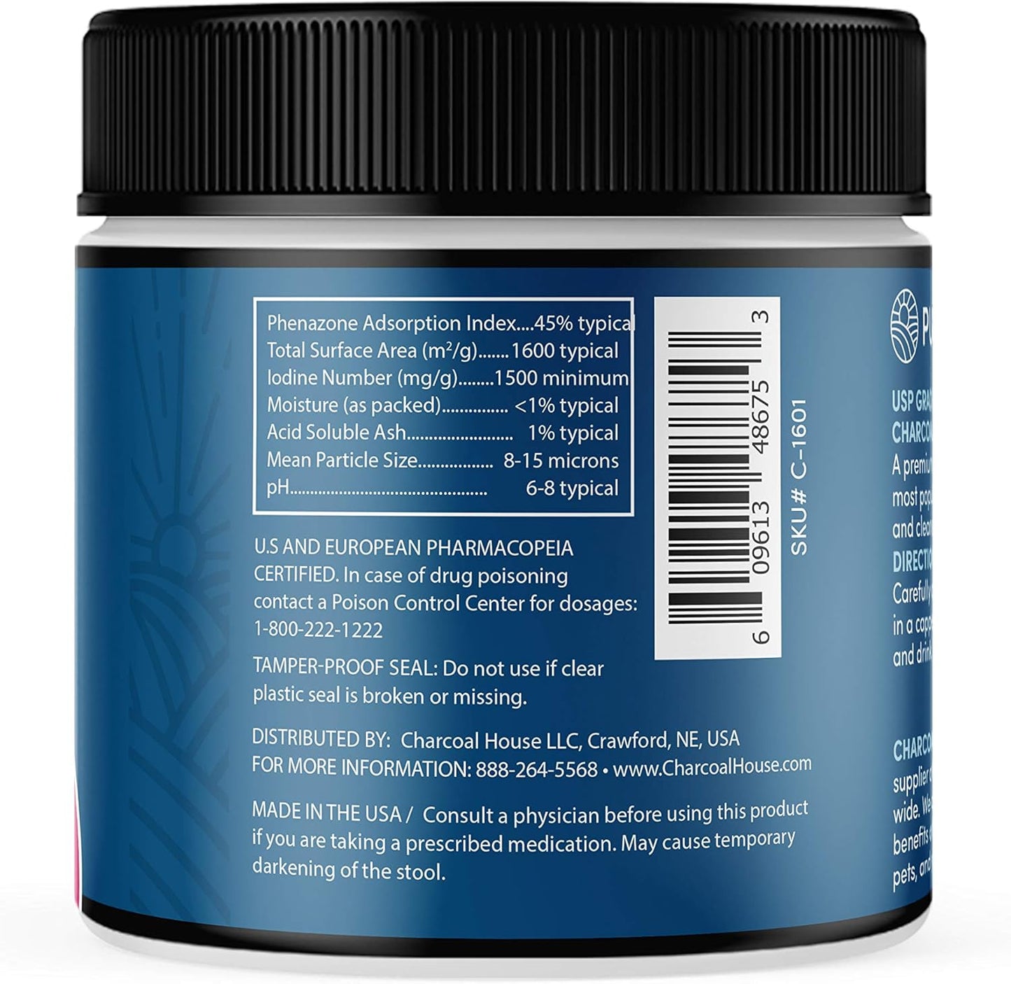 6 oz Medical Grade Coconut Shell Activated Charcoal Powder for Detox & Cleanse - High Adsorptive Capacity - Fast Acting & Naturally Detoxifying