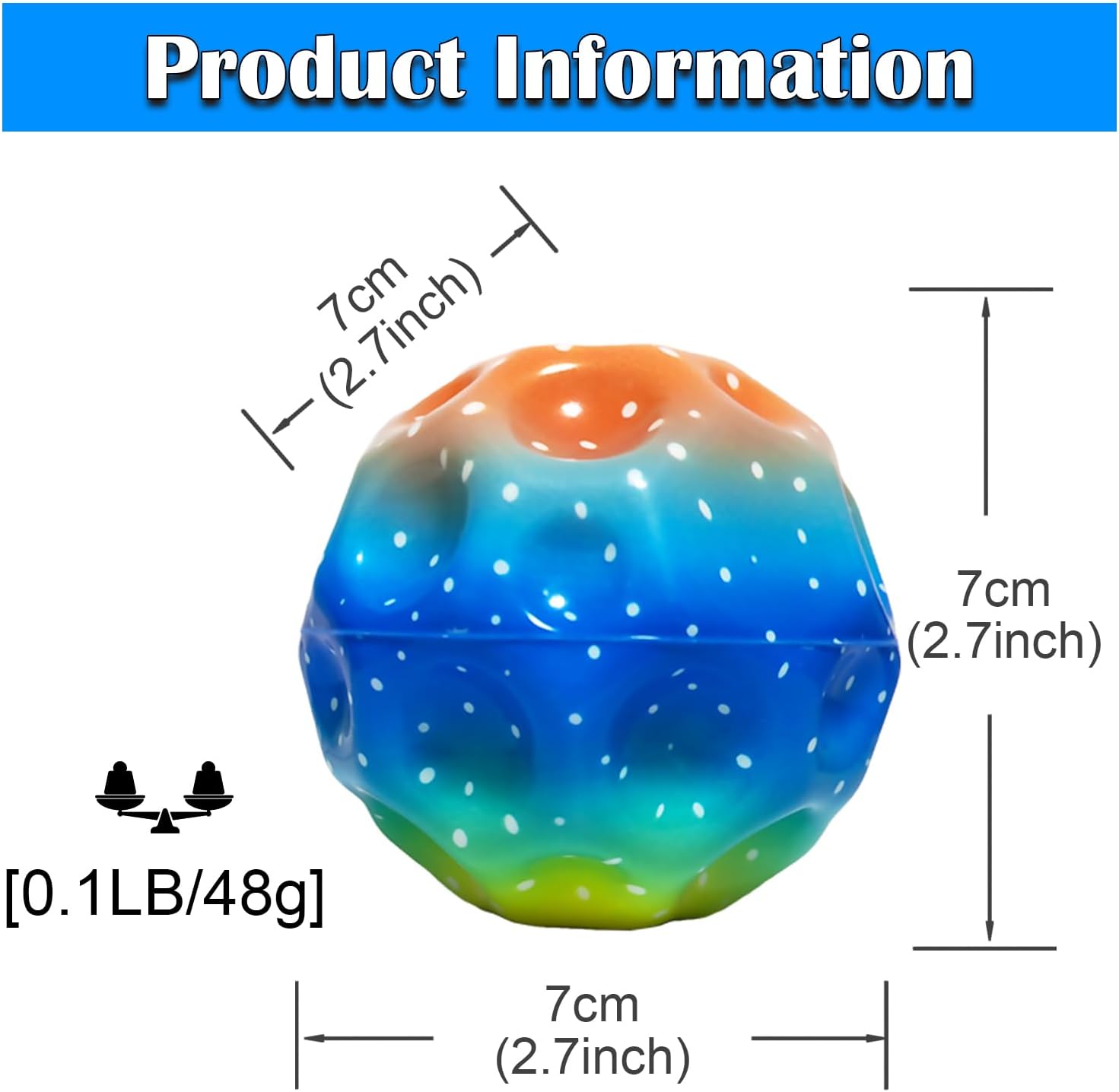 6 Pack Astro Jump Ball Set - Multicolored Spaceballs for Kids - Super High Bouncing Lightweight Balls - Fun Bouncy Toy for Stress Relief