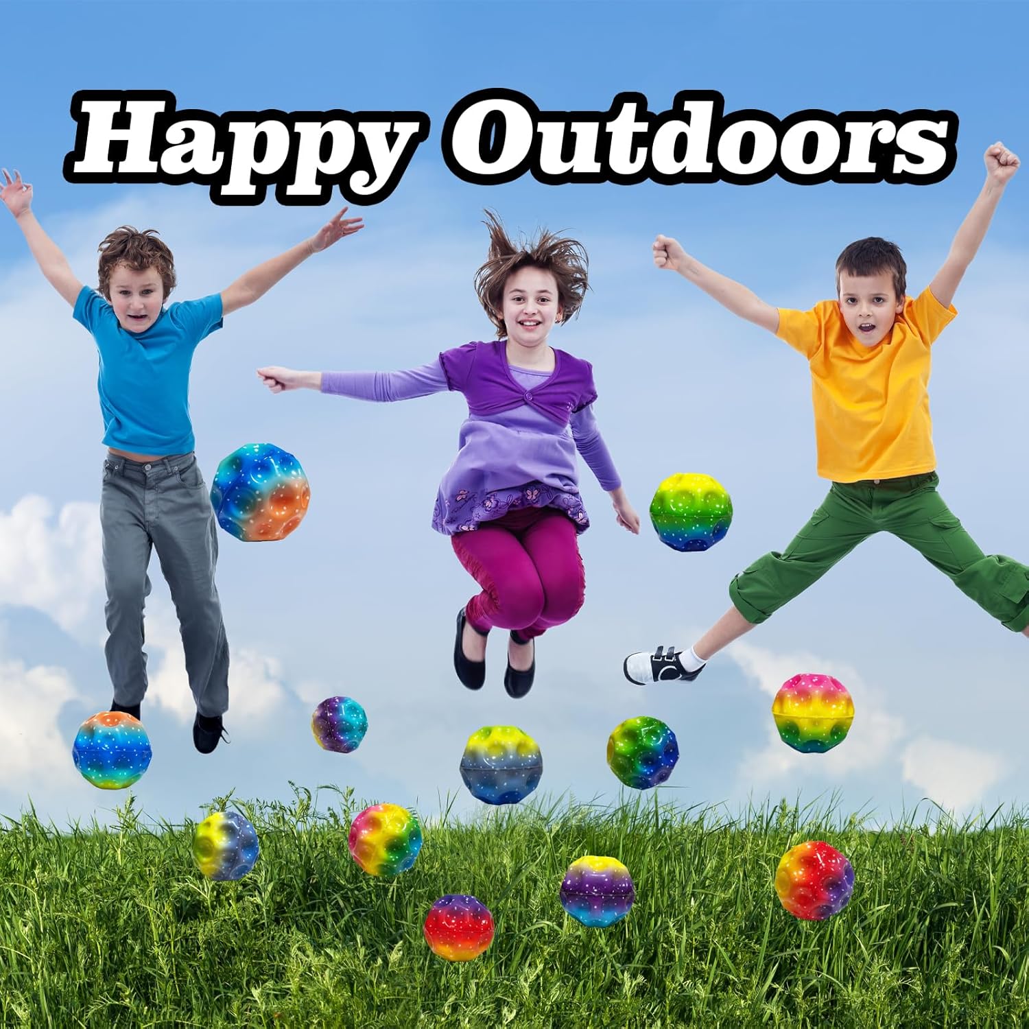 6 Pack Astro Jump Ball Set - Multicolored Spaceballs for Kids - Super High Bouncing Lightweight Balls - Fun Bouncy Toy for Stress Relief