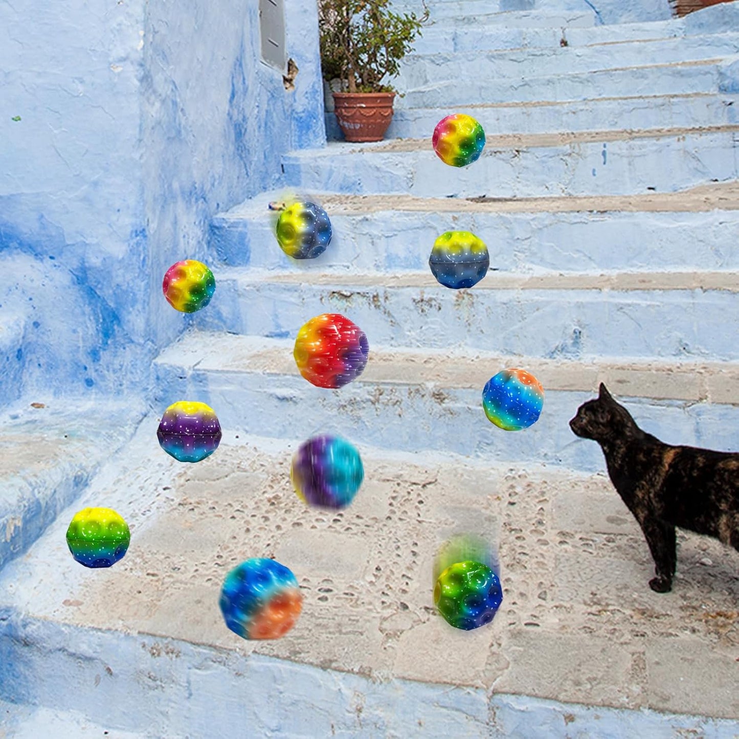 6 Pack Astro Jump Ball Set - Multicolored Spaceballs for Kids - Super High Bouncing Lightweight Balls - Fun Bouncy Toy for Stress Relief