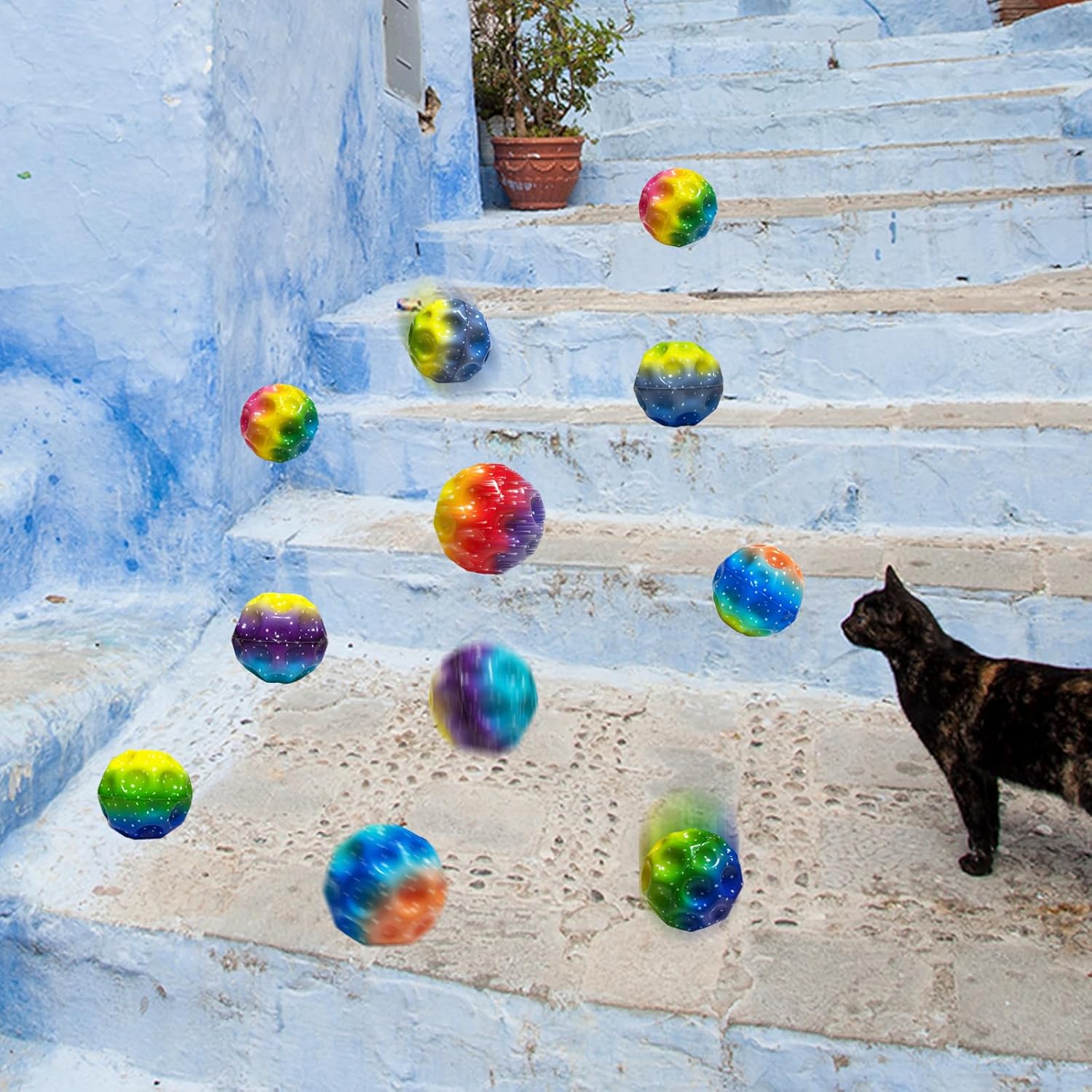 6 Pack Astro Jump Ball Set - Multicolored Spaceballs for Kids - Super High Bouncing Lightweight Balls - Fun Bouncy Toy for Stress Relief