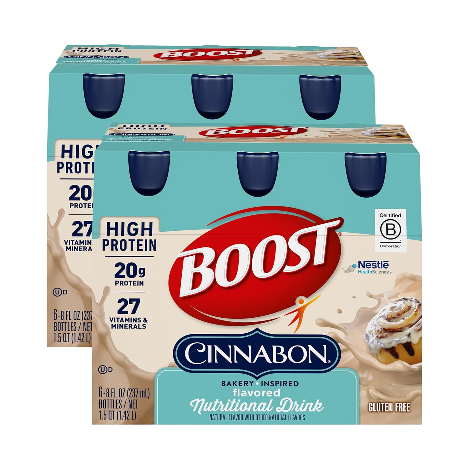 6-Pack BOOST High Protein Nutritional Drink in Cinnabon Flavor - Pack of 2