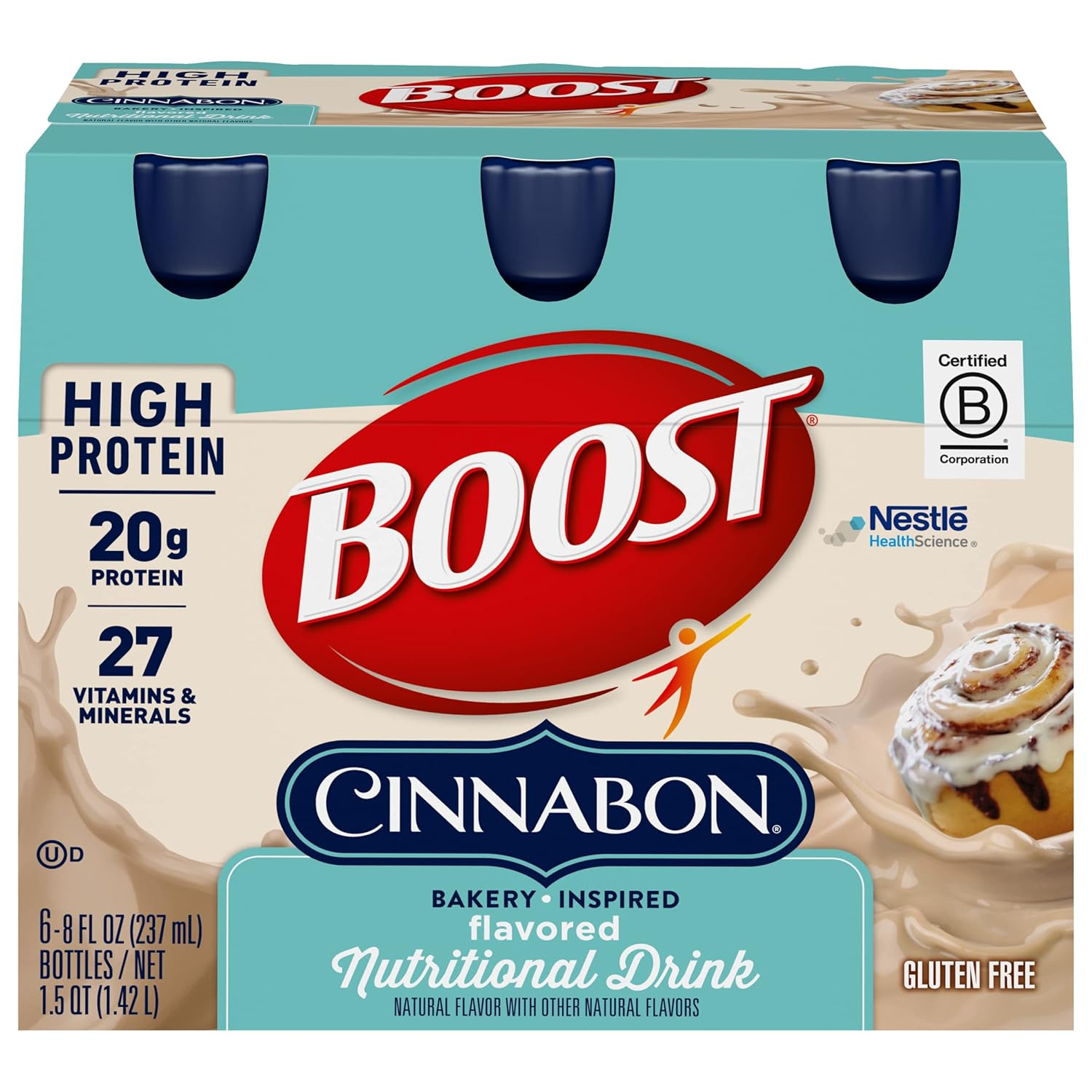 6-Pack BOOST High Protein Nutritional Drink in Cinnabon Flavor - Pack of 2
