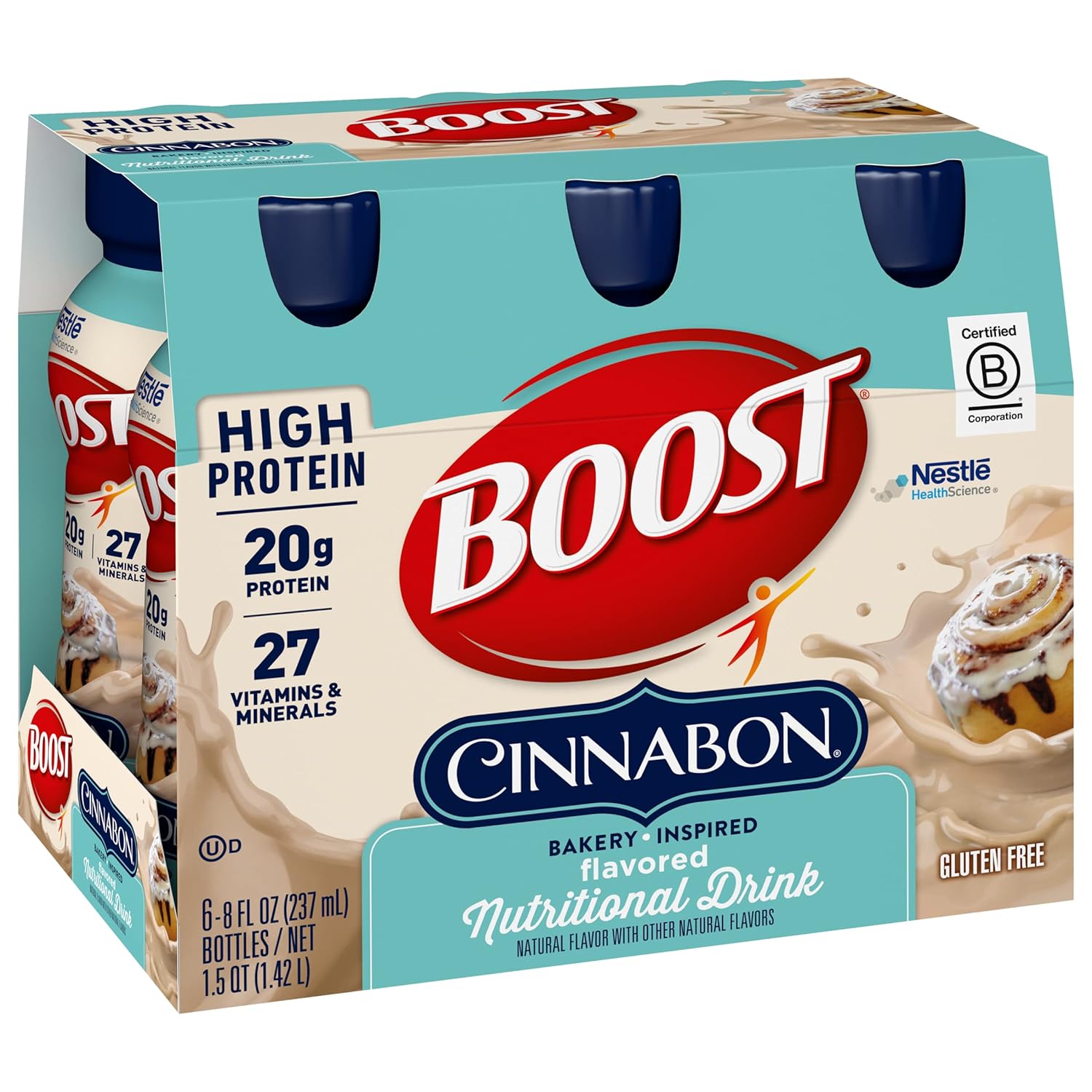 6-Pack BOOST High Protein Nutritional Drink in Cinnabon Flavor - Pack of 2