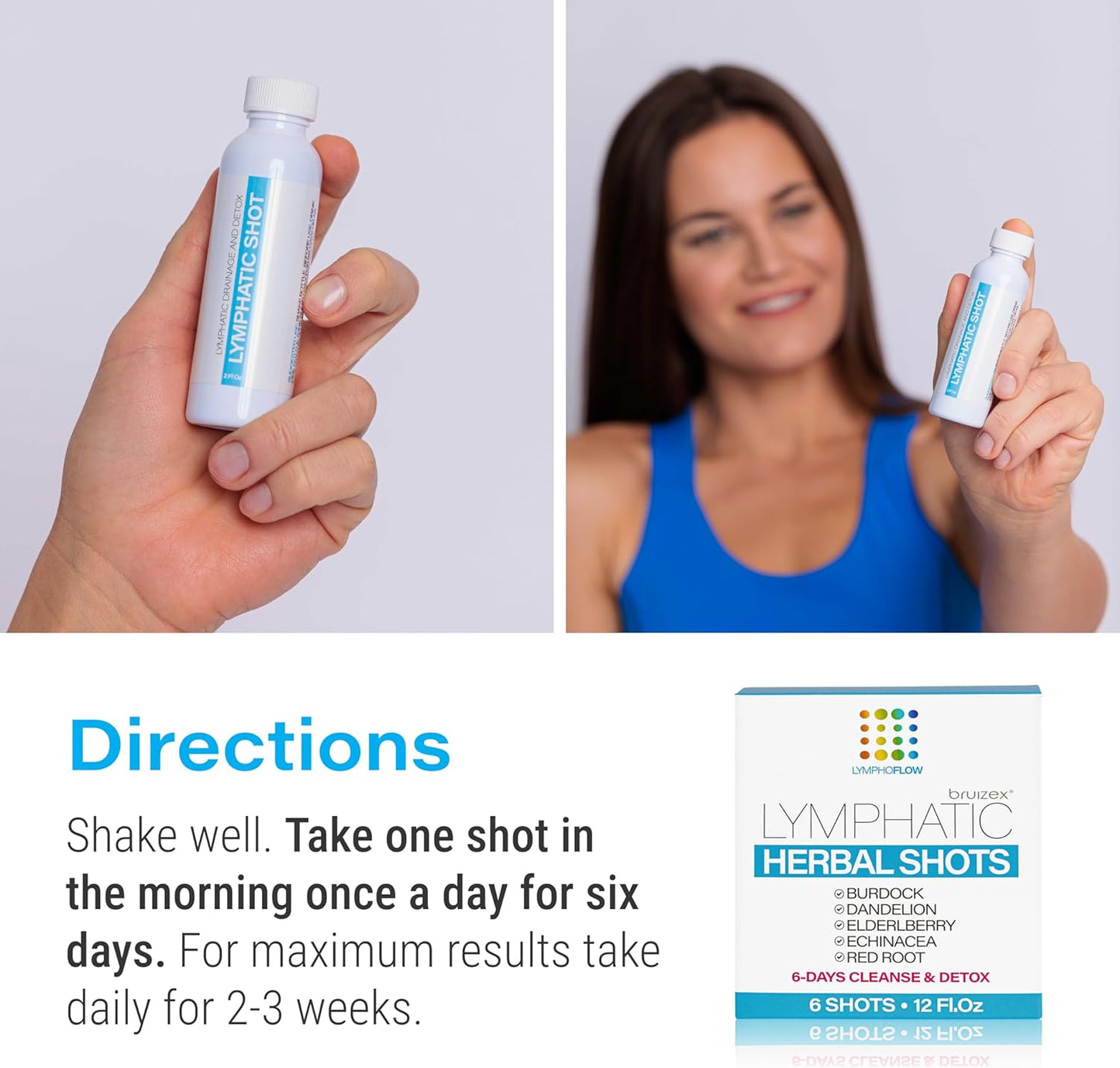 6-Pack Bruizex Lymphatic Drainage Shots, 12 Oz Drink Supplement for Full Body Cleanse & Detox, Support Lymphedema, Lipedema, Liposuction Recovery, Post-Massage & Manual Drainage