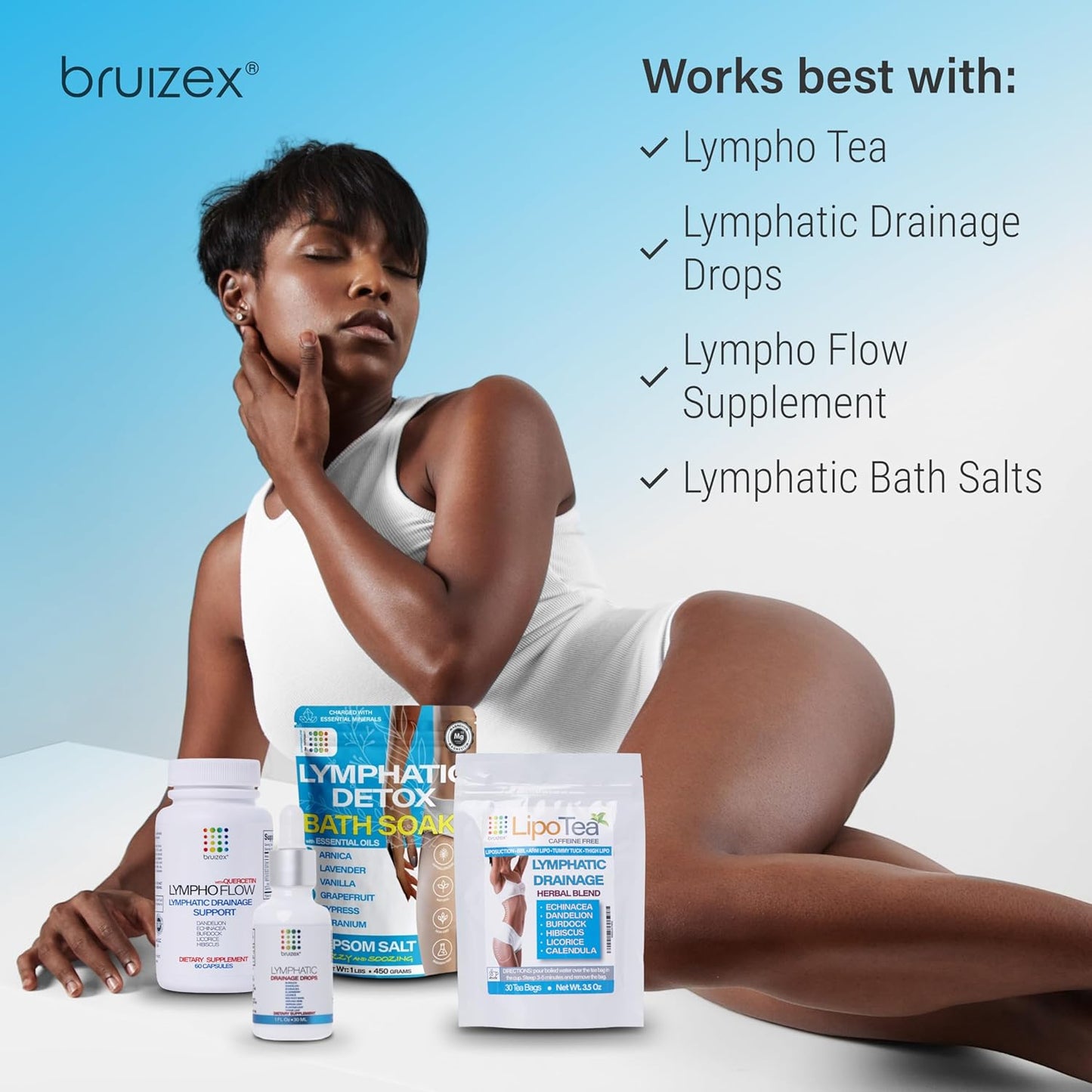 6-Pack Bruizex Lymphatic Drainage Shots, 12 Oz Drink Supplement for Full Body Cleanse & Detox, Support Lymphedema, Lipedema, Liposuction Recovery, Post-Massage & Manual Drainage