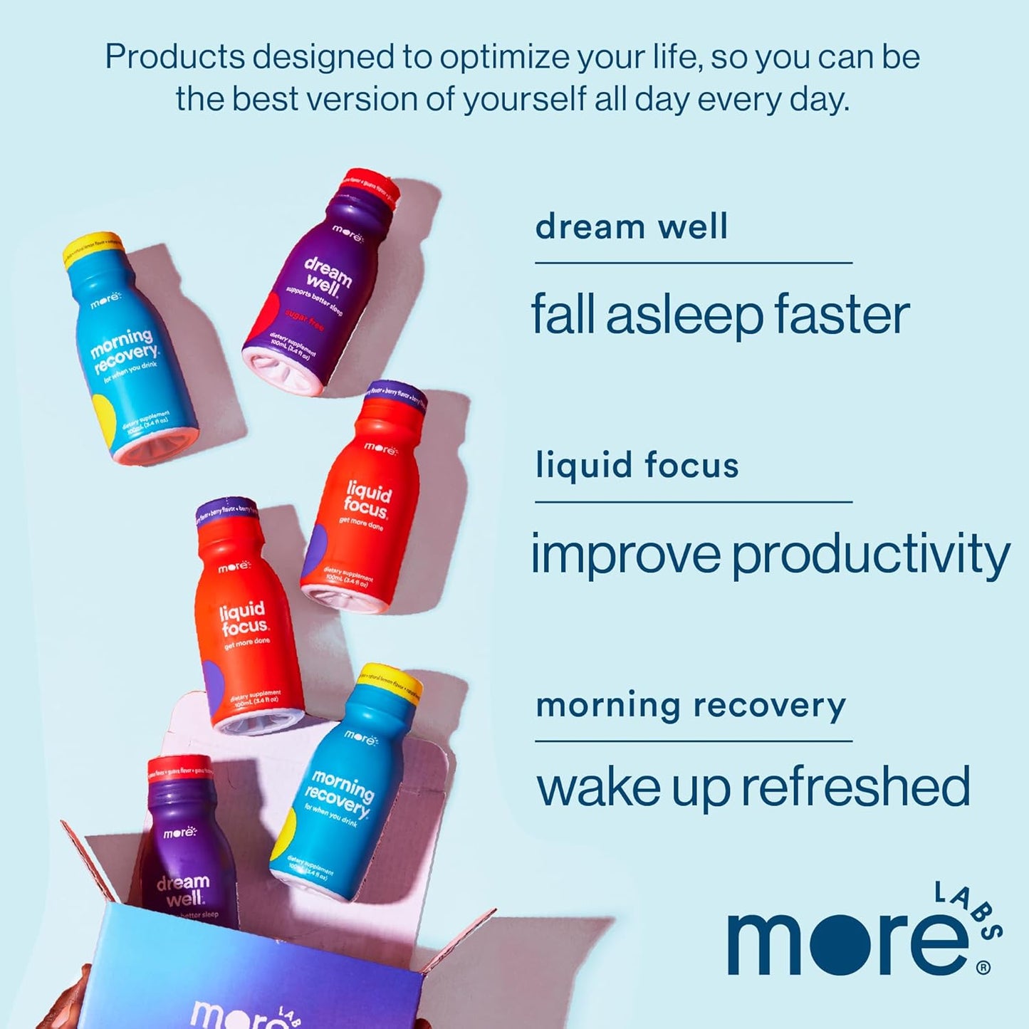 6-Pack More Labs Morning Recovery Electrolyte Drink with Milk Thistle for Hydration & Morning Recovery - Original Lemon Flavor