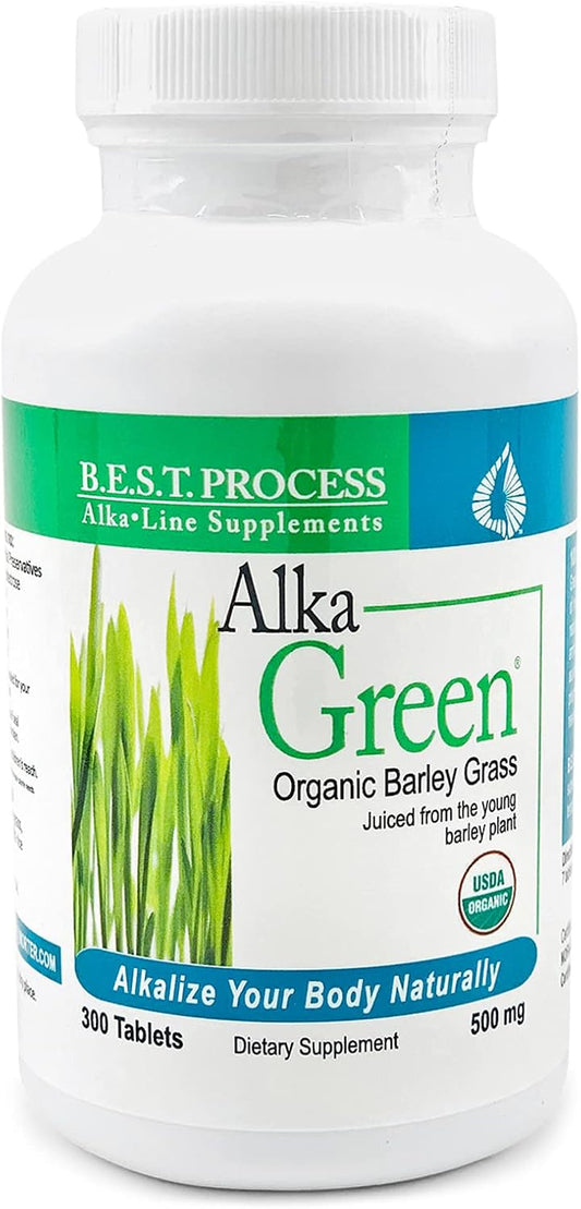 6 Pack Morter HealthSystem Alka•Green Tablets - Best Process Alkaline Barley Grass Supplement - Organic Nutrient Dense Source of Enzymes & Amino Acids