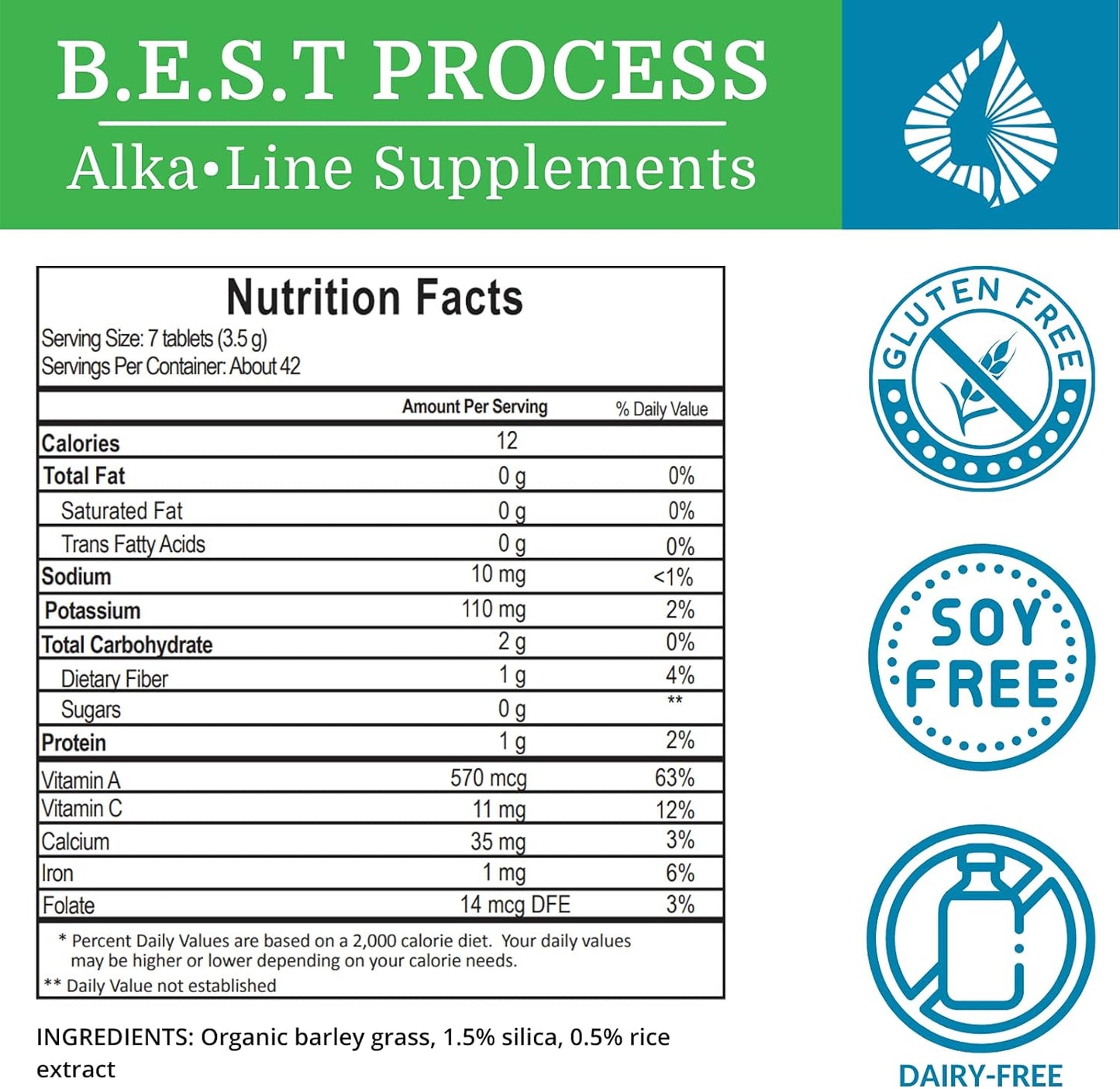 6 Pack Morter HealthSystem Alka•Green Tablets - Best Process Alkaline Barley Grass Supplement - Organic Nutrient Dense Source of Enzymes & Amino Acids