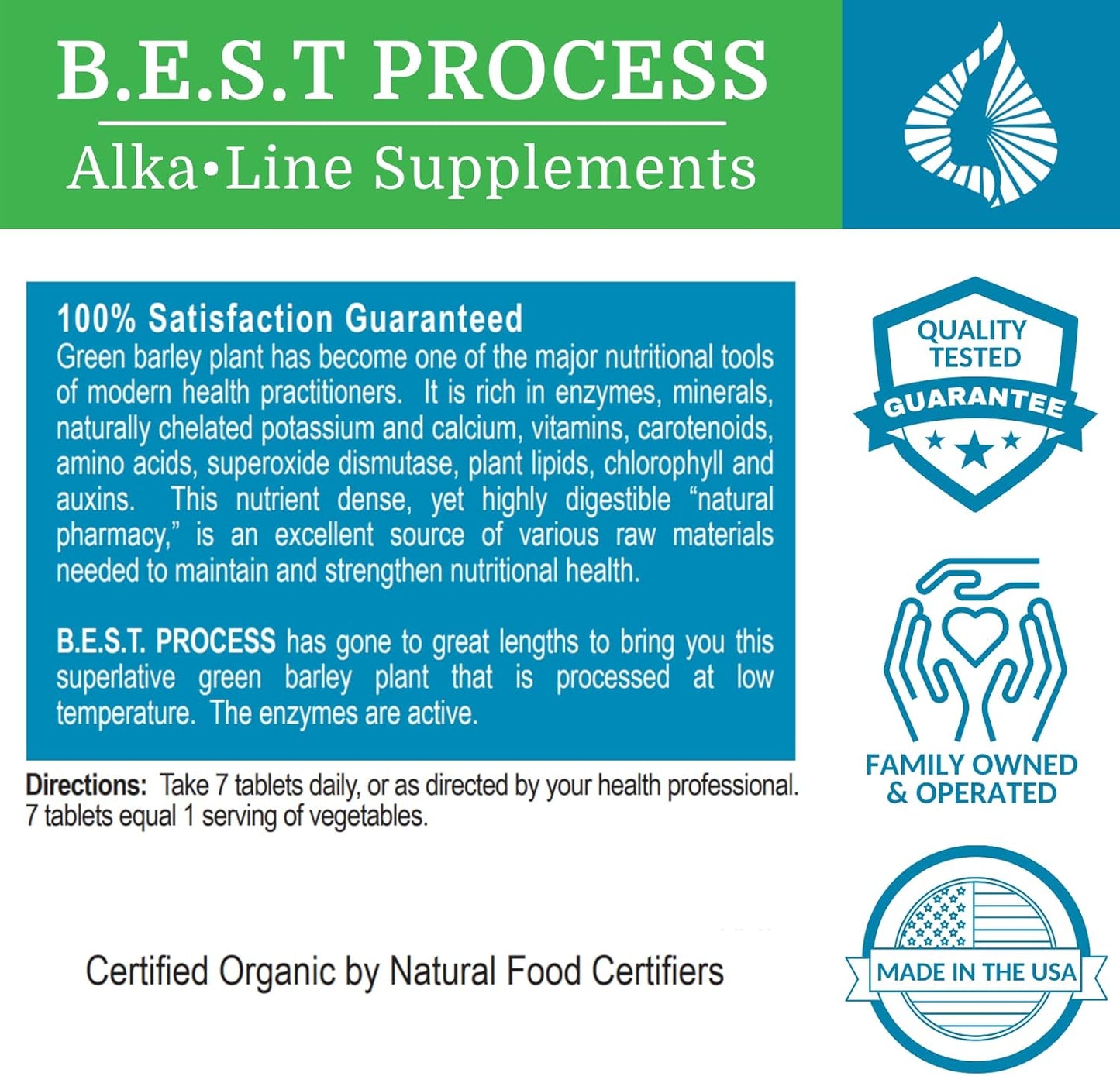 6 Pack Morter HealthSystem Alka•Green Tablets - Best Process Alkaline Barley Grass Supplement - Organic Nutrient Dense Source of Enzymes & Amino Acids