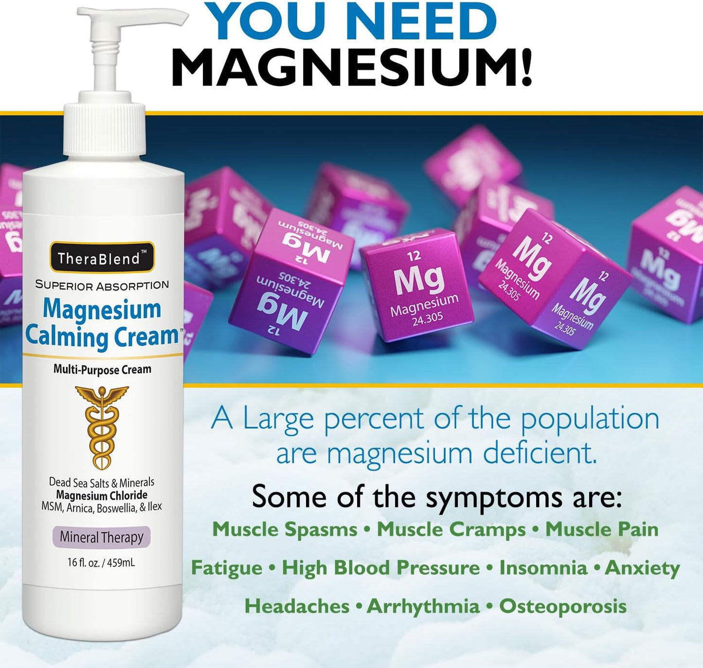6 Pack of CryoDerm Magnesium Calming Cream Travel Packets - 0.33oz Each