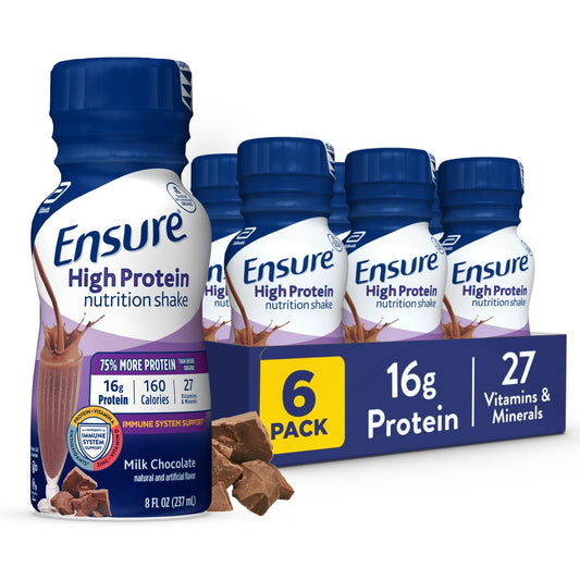 6 Pack of Ensure High Protein Milk Chocolate Nutrition Shakes, 8 Fl Oz Each