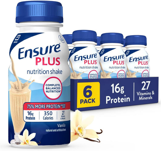 6 Pack of Ensure Vanilla Nutrition Shake, 8 Fl Oz Each - Complete Nutritional Drink for Health and Wellness