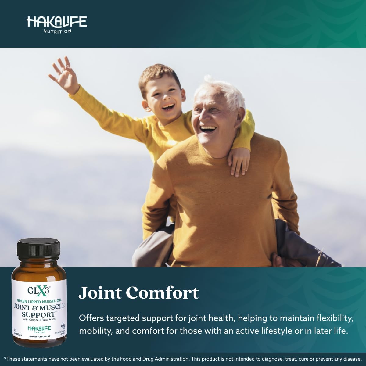 6 Pack of HAKA Life Nutrition GLX3 Extra Strength Green Lipped Mussel Oil Capsules for Joint Comfort & Support - Omega 3 & Chondroitin Sulfate Rich