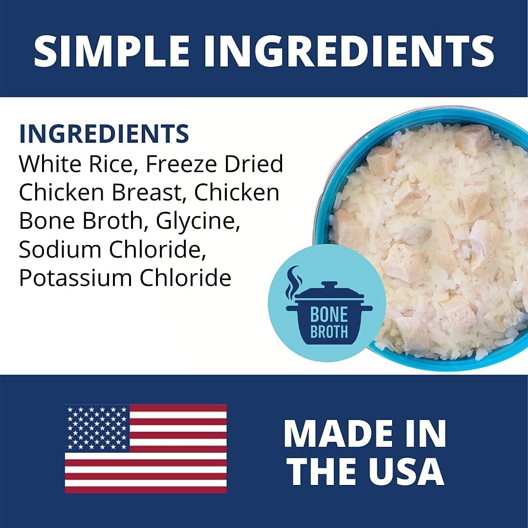 6 Pack Under the Weather Bland Diet for Dogs | Easy to Digest with Electrolytes | Natural Freeze Dried Human Grade Meats - Chicken, Rice & Bone Broth