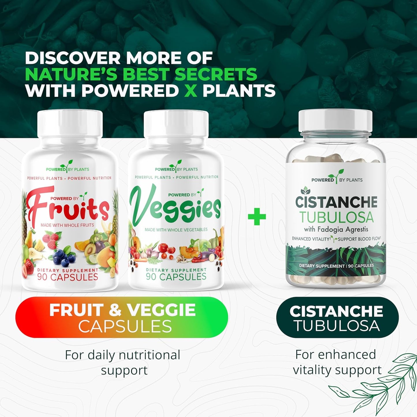 6 Packs of 90 Capsules Powered by Plants Fruits & Veggies - Natural Superfood with Vitamins & Minerals - Adult Fruit & Vegetable Supplements