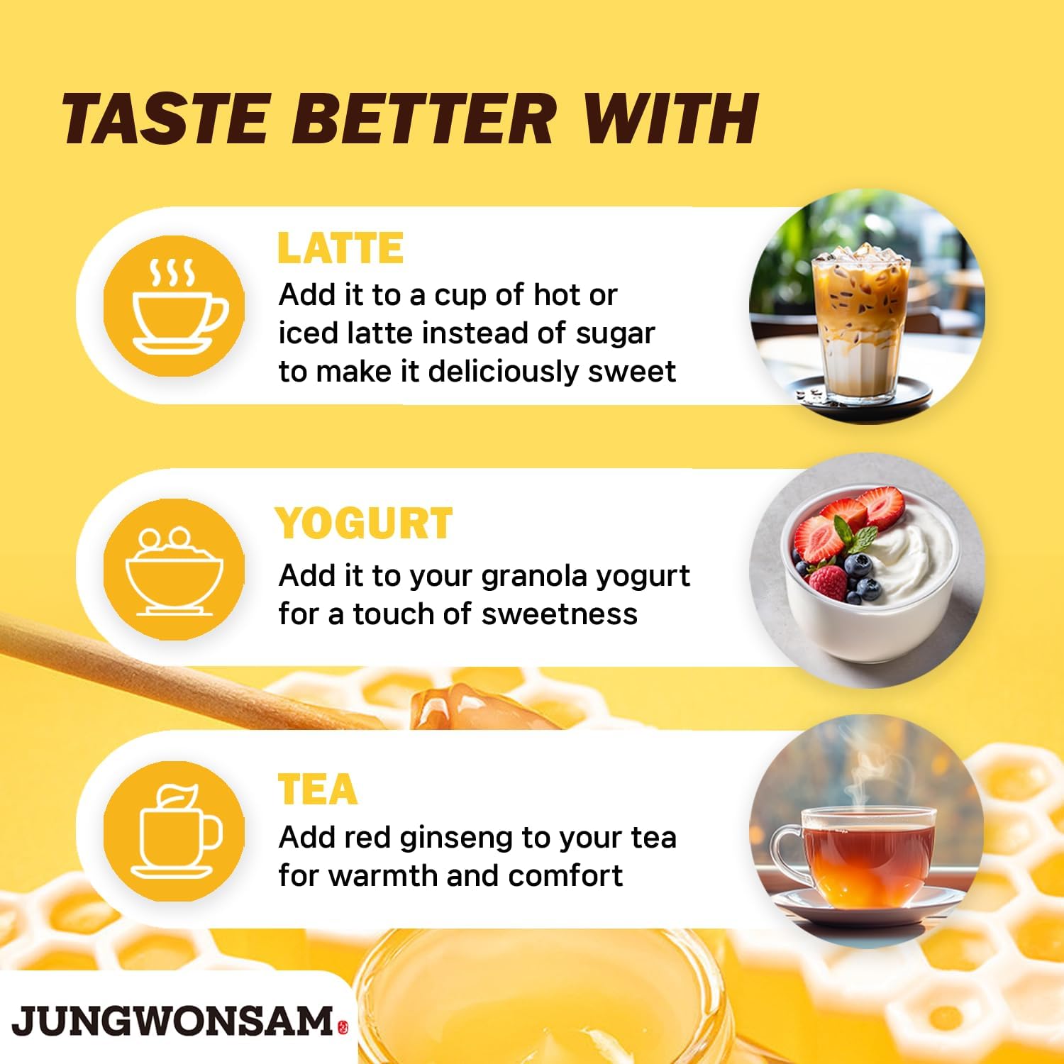 6-Year Korean Red Ginseng Extract & Royal Honey Sticks - 100 Pack | 70mg Ginseng, 15% Honey | Energy & Immune Support Supplement for Men & Women