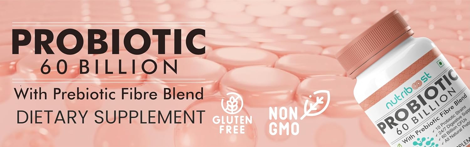 60 Billion CFU Probiotic Fiber Blend Capsules - 10 Strains for Digestion & Nutrition - Organic & Natural - 60 Servings