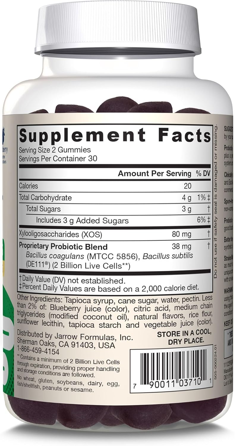 60 BlackBerry Flavor Probiotic+ Prebiotic Gummies for Digestive Health & Immune Support - 2 Billion Live Cells - 30 Day Supply
