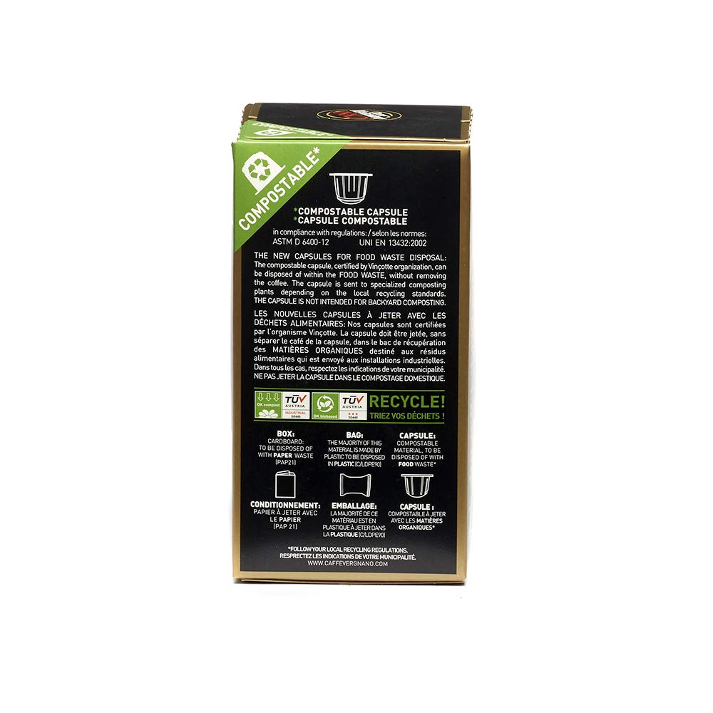 60 Caffè Vergnano Arabica Capsules Compatible with Nespresso Original Line Machines - 6 Packs of 10 Capsules